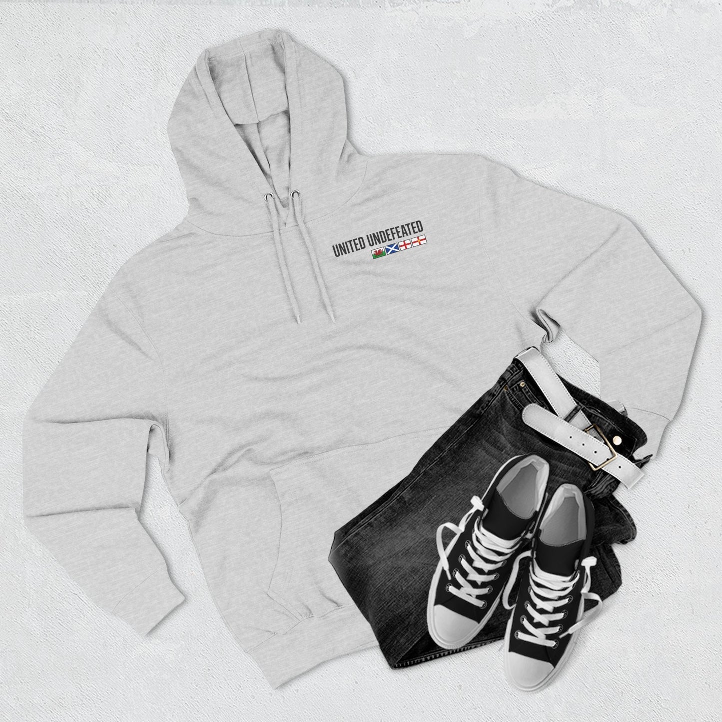 United Undefeated Hoodie — British Flag Chest & Back Fleece Pullover