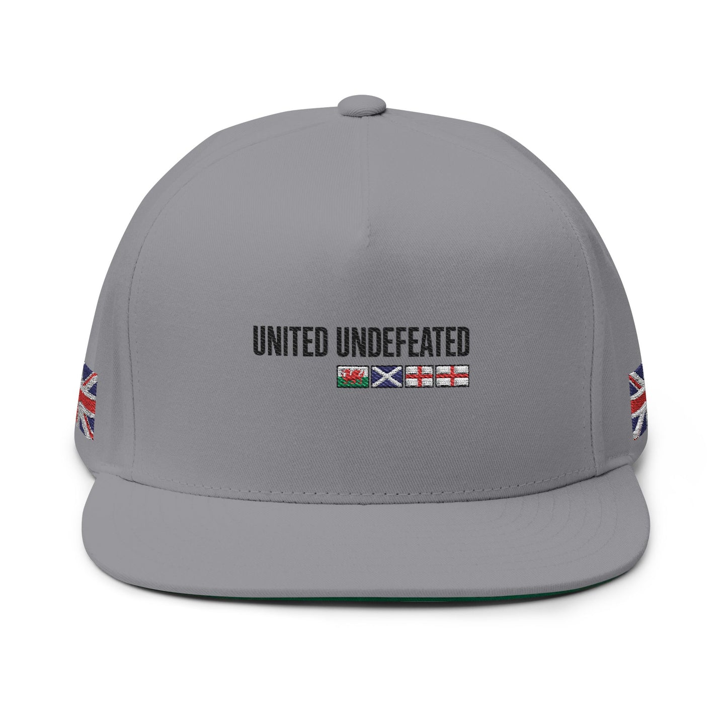 Flat Bill Cap — "United Undefeated" Embroidered Flag Snapback