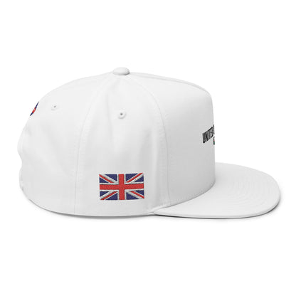 Flat Bill Cap — "United Undefeated" Embroidered Flag Snapback