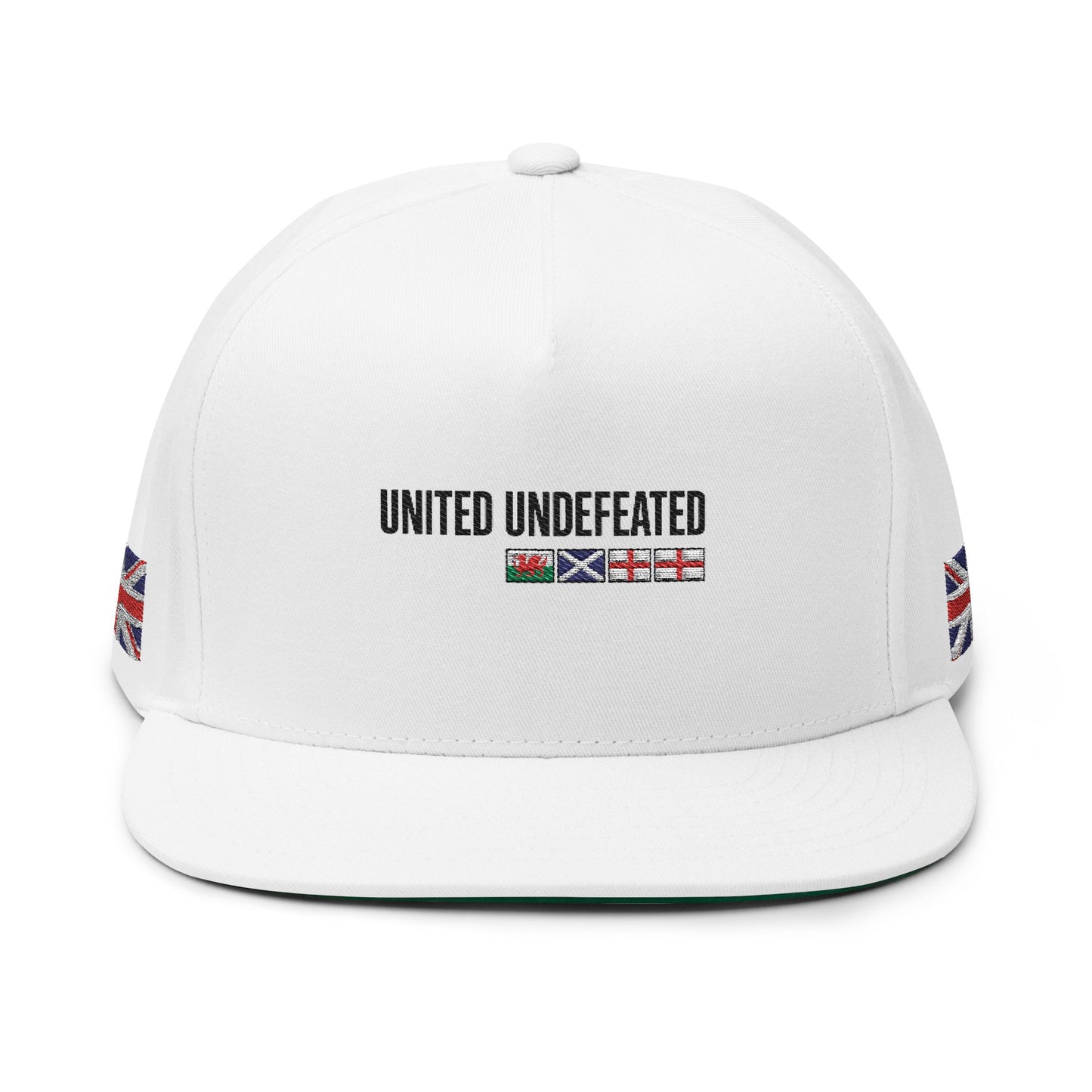 Flat Bill Cap — "United Undefeated" Embroidered Flag Snapback