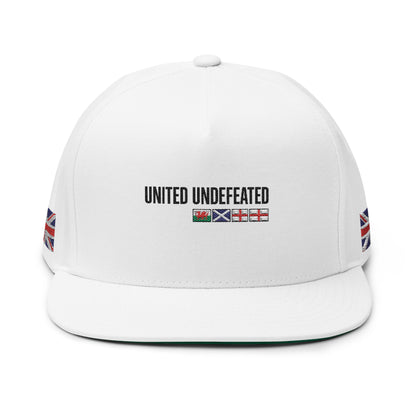 Flat Bill Cap — "United Undefeated" Embroidered Flag Snapback