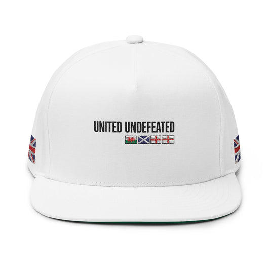 Flat Bill Cap — "United Undefeated" Embroidered Flag Snapback